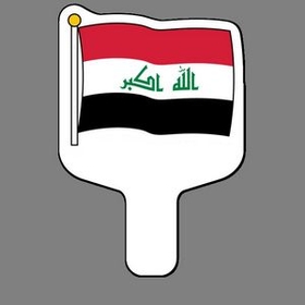 Custom Hand Held Fan W/ Full Color Flag Of Iraq, 7 1/2" W x 11" H