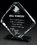 Custom Clear Glass Award w/ Black Glass Base, 6 1/4" W x 6 1/4" H x 2" D, Price/piece