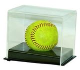 Custom Softball Acrylic Cube w/Black Acrylic Base Display Case