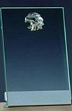 Custom Silver Eagle Clear Glass Plaque with Base (5