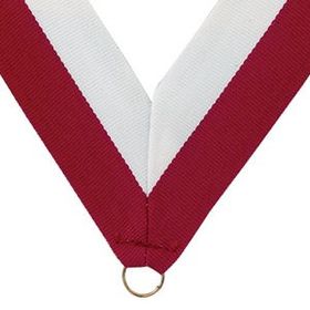 Blank Maroon/White Grosgrain Imported V Neck Ribbon - Medal Holder (30"x1 3/8")
