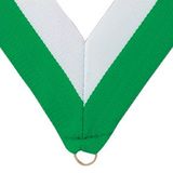 Blank Green/White Grosgrain Imported V Neck Ribbon - Medal Holder (32