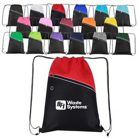 Custom Non-Woven Two-Tone Drawstring Backpack, 13.50" L x 18" W