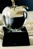 Custom Glass Georgia Peach Award w/ Vertical Brass Leaf, 3