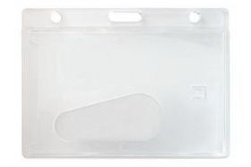 Custom Horizontal/Side Load Rigid Plastic Badge Holder - Access Card Dispenser, 3.65" W x 2.736" H