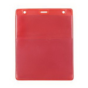 Custom Event Vertical Event Vinyl Credential Wallet W/ Slot & Chain - Red, 3" W x 4.25" H