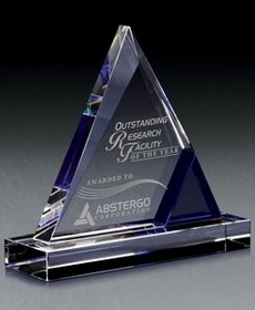 Custom Cobalt Peak Crystal Award, 6 1/2" W X 6" H X 2" D