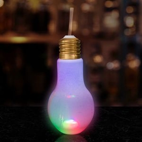 Custom 16oz LED Light Bulb Cup with Straw, 7" H x 3" W