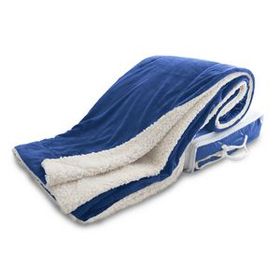 Blank Micro Mink Sherpa Blanket - Royal Blue (Overseas), 50" W X 60" L