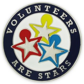 Blank Volunteers Are Stars Pin, 1" W