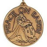 Custom Peace On Earth Ornament/ Medallion (Angel W/ Cello) Brass or Nickel Silver