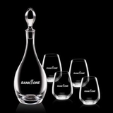 Custom 32 Oz. Malvern Crystalline Decanter W/ 4 Stemless Wine Glasses