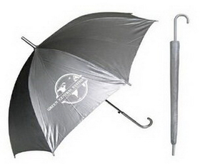 Custom Silver Sleek Stick Umbrella with Hook Handle (46" Arc)