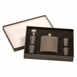Custom 6oz Stainless Steel Flask Set - Black(screened)