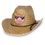 Hi-Crown Western Hat w/ Shoelace Band w/ Custom Shaped Faux Leather Icon, Price/piece