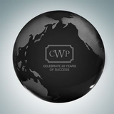 Custom Black Globe Crystal Paper Weight, 3
