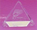 Custom Beveled Triangle Crystal Paperweight (Screened)