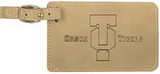 Custom Light Brown Leatherette Luggage Tag, 4 1/4