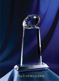 Custom Football tower Award Crystal Award Trophy., 12" L x 7.5" W x 2.75" H