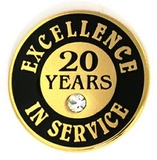 Blank Excellence In Service Pin - 20 Years, 3/4