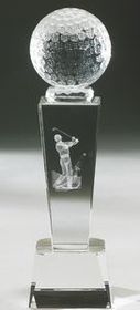 Custom Optical Crystal Golf Award, 8 1/2" H