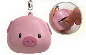 Custom Rubber Pig Coin Purse w/ Key Chain