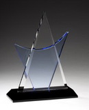 Custom Dazzle 'Em Blue & Clear Optic Crystal Star Award - 9 1/4