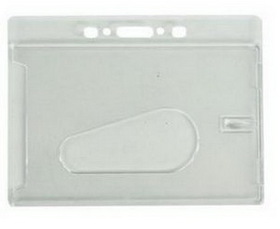 Custom Horizontal Hard Plastic ID Badge Holder, 2 1/4" H x 3 1/2" W