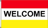 Custom Welcome Nylon Horizontal Message Flag (Red/White/Yellow), 3' W x 5' H