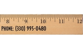 Custom Clear Lacquer Wood 12" Ruler w/ English or Metric Scale - Spot Printed
