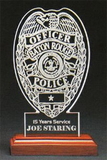 Custom 386-AP0BADGE8RBZ  - Crime-Stoppers Police Badge Award-Clear Acrylic