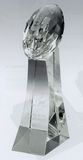 Custom Optical Crystal Football Award w/ Tall Base, 3