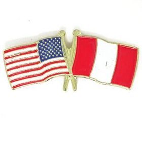 Blank Usa & Peru Flag Pin, 1 1/8" W X 1/2" H