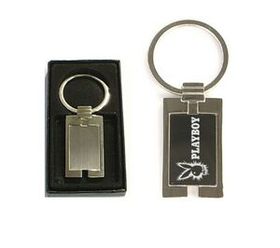 Custom Shiny chrome finished rectangular metal key holder with gift case, 1" L x 3" W