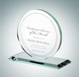 Custom Circle Jade Glass Award Plaque w/ Base (5-7/8