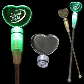 Custom 9" Green Heart Light-Up Cocktail Stirrers