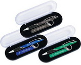 Custom Walton Muell Click Pen & Optic LED Keychain Gift Set