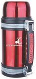 Custom 32 Oz. Thermal Insulated Wide Mouth Bottle W/ Shoulder Strap - Red Coated