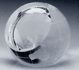Custom Small Sphere Paperweight W/ Etched World, 2 3/8