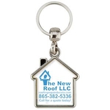 Custom Metal Key Tag, House Shape with House Shaped Printed Image on 2 Sides, 1.50