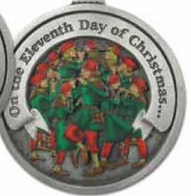 Custom Twelve Days Of Christmas 3D Gallery Print Full Size Ornament (Day 11 - Eleven Pipers Piping), 2.25" Diameter