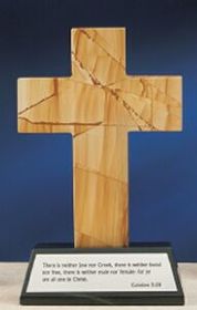 Custom Teak Wood Genuine Marble Cross Award (10")
