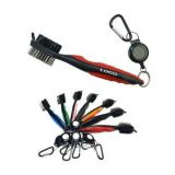 Custom Golf Club Cleaning Brush w/Retractable Clip and Carabiner, 12