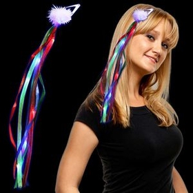 Blank Rainbow LED Ribbon Fascinator Diva Hair Clip, 15" L
