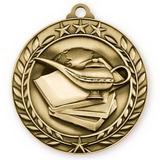 Custom 2 3/4'' Book & Lamp Wreath Award Medal