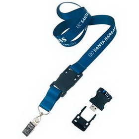 Custom Nylon Detachable 3/4" Lanyard with USB Flash Drive