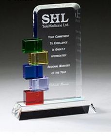 Custom Colored Glass Award with Colored Accent (4"x8.5")