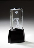 Custom Swing in Motion Optic Crystal 3D Tower Award- 8 1/2
