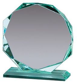 Blank Premium Jade Glass Octagon Award Mounted on Glass Base (7 1/2"x8 1/2")