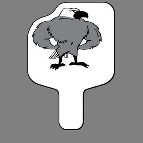 Custom Hand Held Fan W/ Standing Eagle Bird (Mascot), 7 1/2" W x 11" H